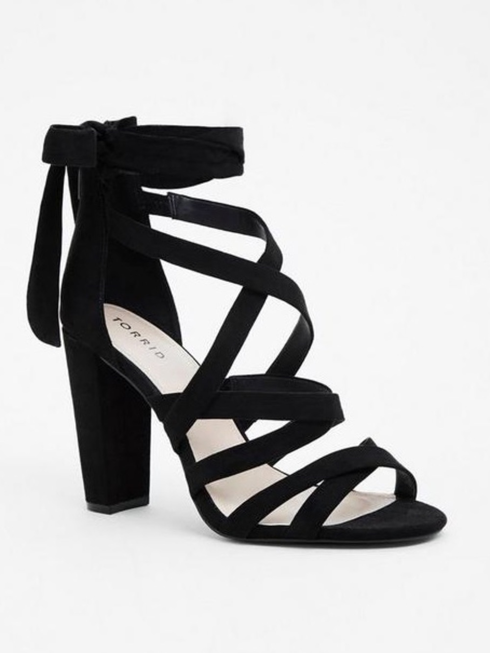 Torrid strappy lace up ballerina cone heel black sandal heels 💜